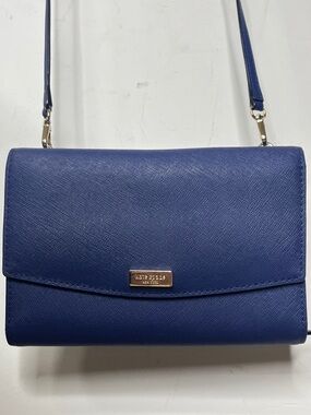 Kate Spade Laurel Way Winni crossbody wallet in blue Saffiano leather EUC